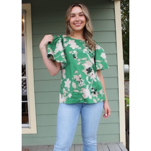 Green Floral Top